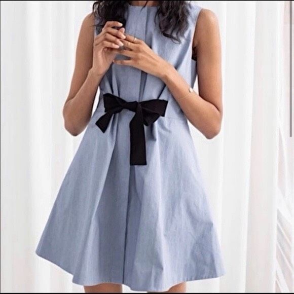 ✨& Other Stories Paris Bow Ribbon Chambray Sz. 4 Dress✨ - Picture 5 of 10